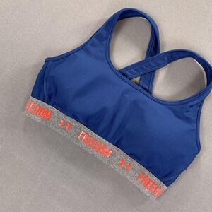 Under Armour Sports Bra Womens Medium Blue Freedom Compression Crossback Stretch
